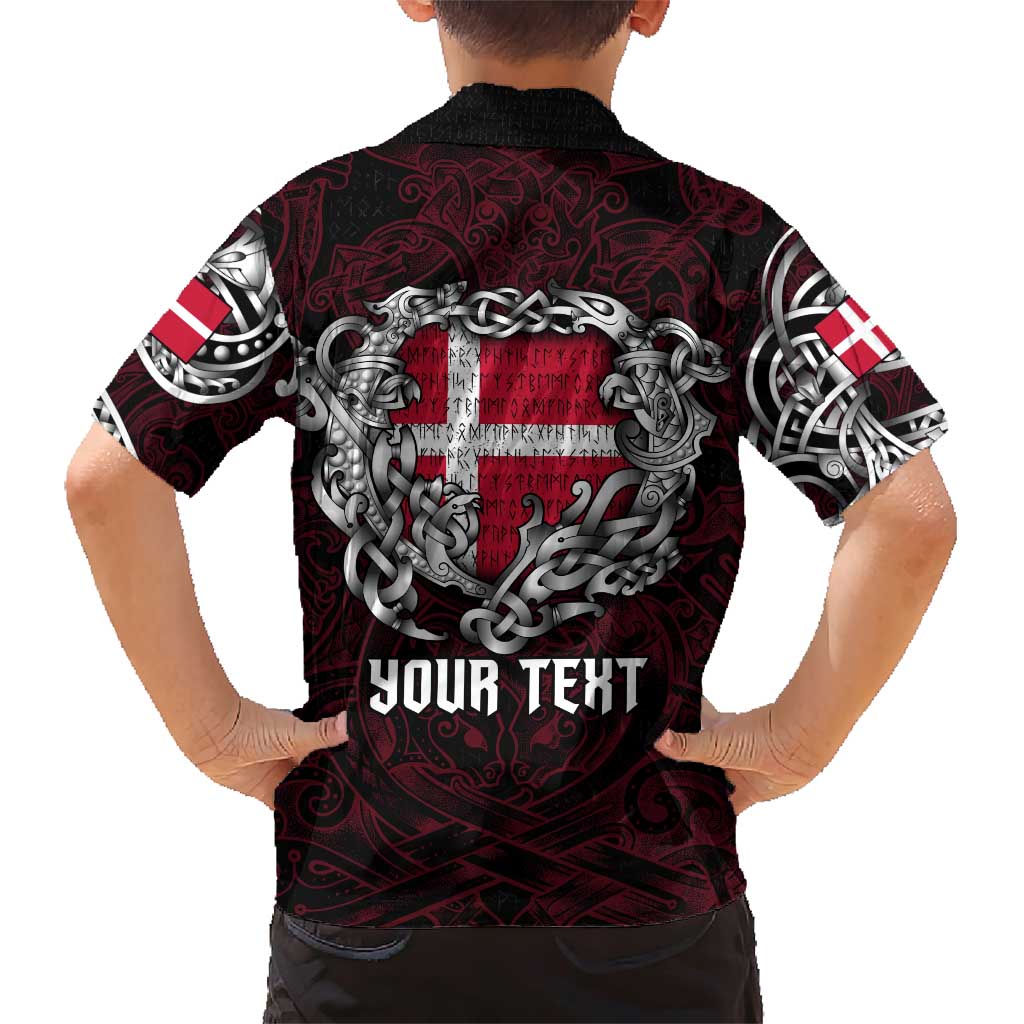 Personalized Denmark Viking Blood Family Matching Short Sleeve Bodycon Dress and Hawaiian Shirt Nordic Runes and Shield of Ancestry in Tribal Knotwork