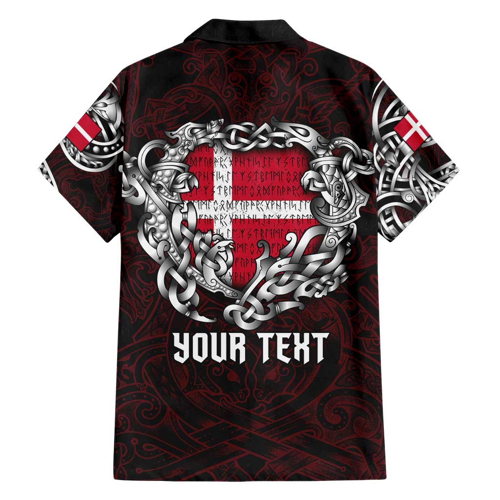 Personalized Denmark Viking Blood Family Matching Short Sleeve Bodycon Dress and Hawaiian Shirt Nordic Runes and Shield of Ancestry in Tribal Knotwork