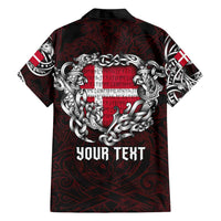 Personalized Denmark Viking Blood Family Matching Short Sleeve Bodycon Dress and Hawaiian Shirt Nordic Runes and Shield of Ancestry in Tribal Knotwork