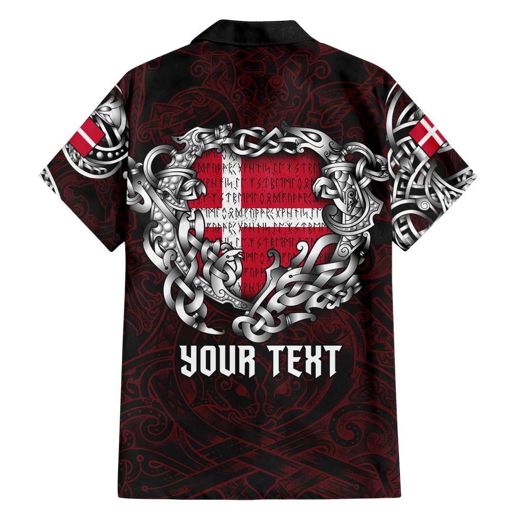 Personalized Denmark Viking Blood Family Matching Summer Maxi Dress and Hawaiian Shirt Nordic Runes and Shield of Ancestry in Tribal Knotwork