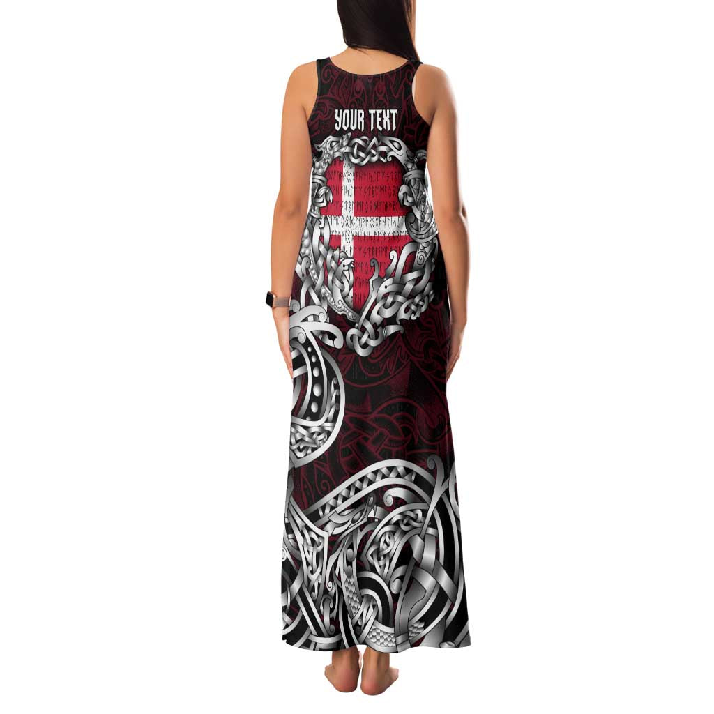 Personalized Denmark Viking Blood Family Matching Tank Maxi Dress and Hawaiian Shirt Nordic Runes and Shield of Ancestry in Tribal Knotwork