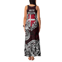 Personalized Denmark Viking Blood Family Matching Tank Maxi Dress and Hawaiian Shirt Nordic Runes and Shield of Ancestry in Tribal Knotwork