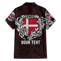 Personalized Denmark Viking Blood Hawaiian Shirt Nordic Runes and Shield of Ancestry in Tribal Knotwork