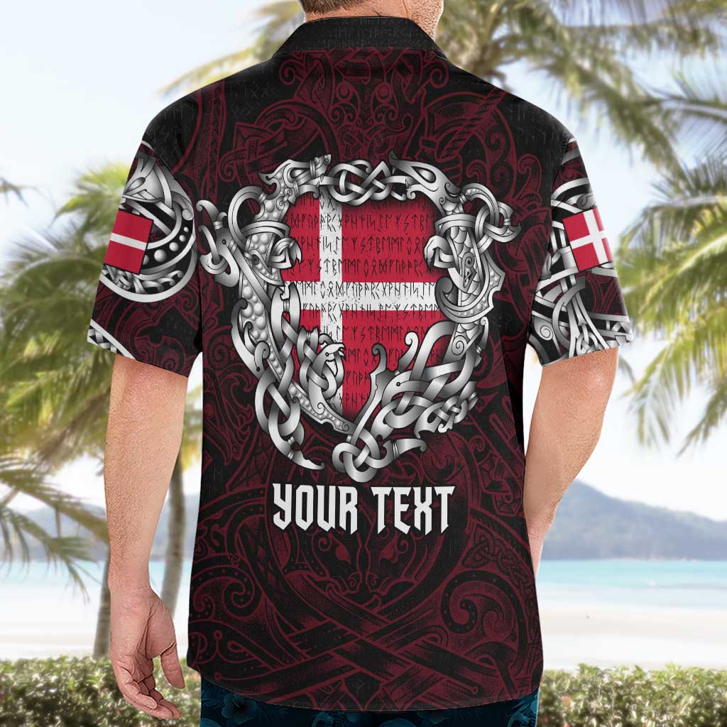 Personalized Denmark Viking Blood Hawaiian Shirt Nordic Runes and Shield of Ancestry in Tribal Knotwork