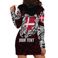 Personalized Denmark Viking Blood Hoodie Dress Nordic Runes and Shield of Ancestry in Tribal Knotwork