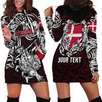 Personalized Denmark Viking Blood Hoodie Dress Nordic Runes and Shield of Ancestry in Tribal Knotwork
