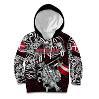 Personalized Denmark Viking Blood Kid Hoodie Nordic Runes and Shield of Ancestry in Tribal Knotwork
