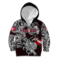 Personalized Denmark Viking Blood Kid Hoodie Nordic Runes and Shield of Ancestry in Tribal Knotwork