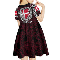 Personalized Denmark Viking Blood Kid Short Sleeve Dress Nordic Runes and Shield of Ancestry in Tribal Knotwork