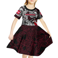 Personalized Denmark Viking Blood Kid Short Sleeve Dress Nordic Runes and Shield of Ancestry in Tribal Knotwork