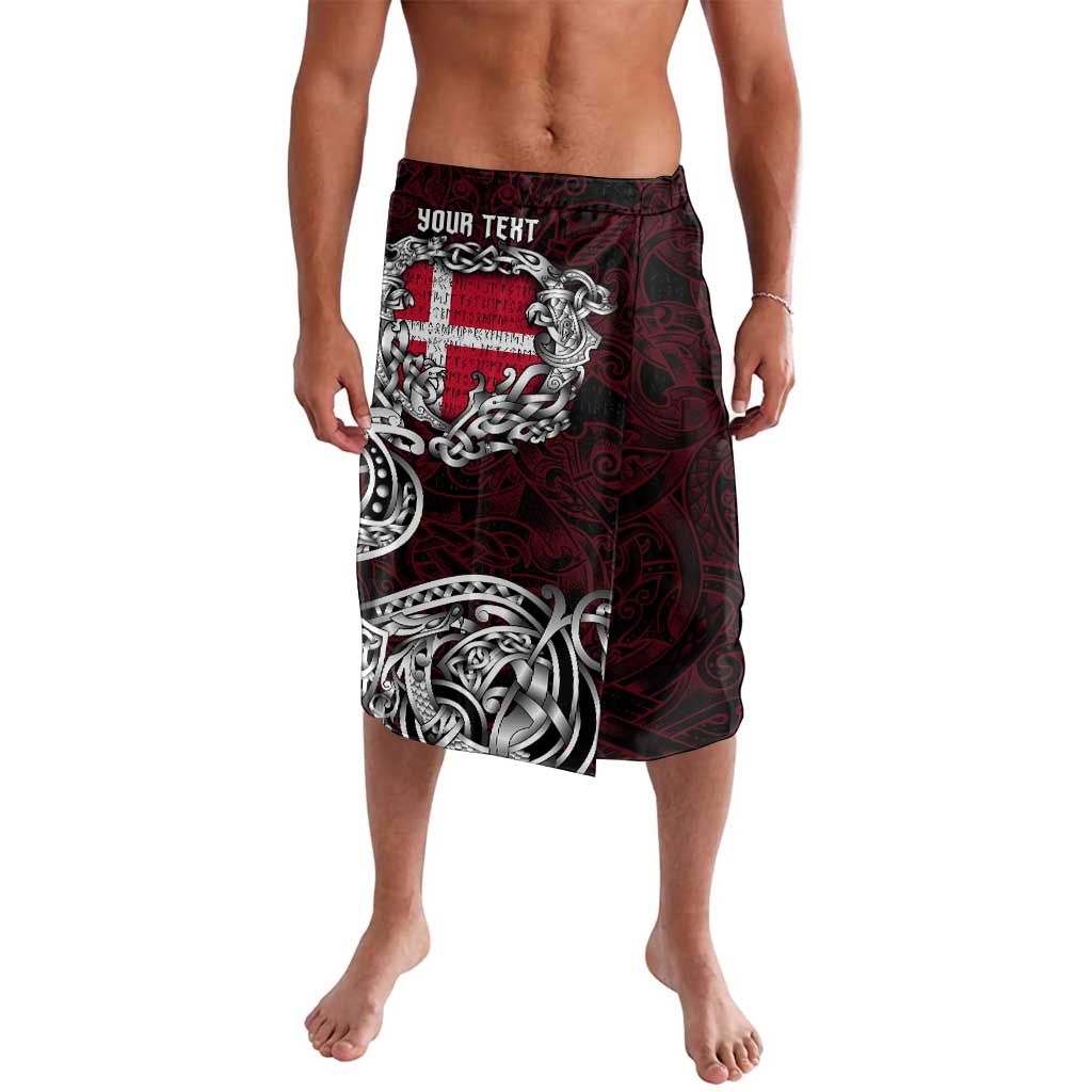 Personalized Denmark Viking Blood Lavalava Nordic Runes and Shield of Ancestry in Tribal Knotwork