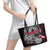 Denmark Viking Blood Leather Tote Bag Nordic Runes and Shield of Ancestry in Tribal Knotwork