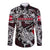 Personalized Denmark Viking Blood Long Sleeve Button Shirt Nordic Runes and Shield of Ancestry in Tribal Knotwork