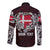 Personalized Denmark Viking Blood Long Sleeve Button Shirt Nordic Runes and Shield of Ancestry in Tribal Knotwork
