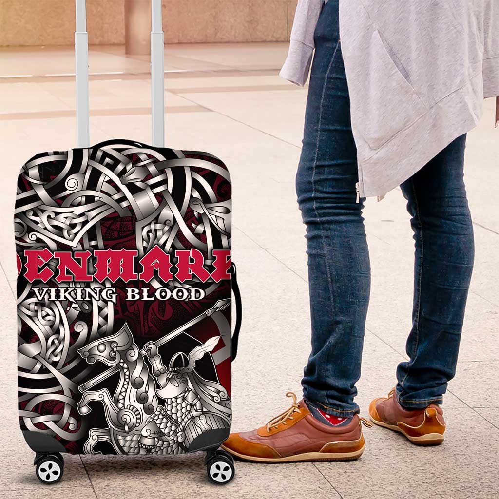 Denmark Viking Blood Luggage Cover Nordic Runes and Shield of Ancestry in Tribal Knotwork