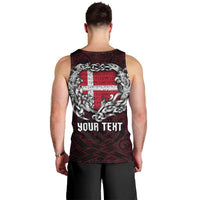 Personalized Denmark Viking Blood Men Tank Top Nordic Runes and Shield of Ancestry in Tribal Knotwork