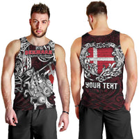 Personalized Denmark Viking Blood Men Tank Top Nordic Runes and Shield of Ancestry in Tribal Knotwork