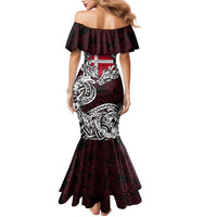 Personalized Denmark Viking Blood Mermaid Dress Nordic Runes and Shield of Ancestry in Tribal Knotwork