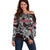 Personalized Denmark Viking Blood Off Shoulder Sweater Nordic Runes and Shield of Ancestry in Tribal Knotwork