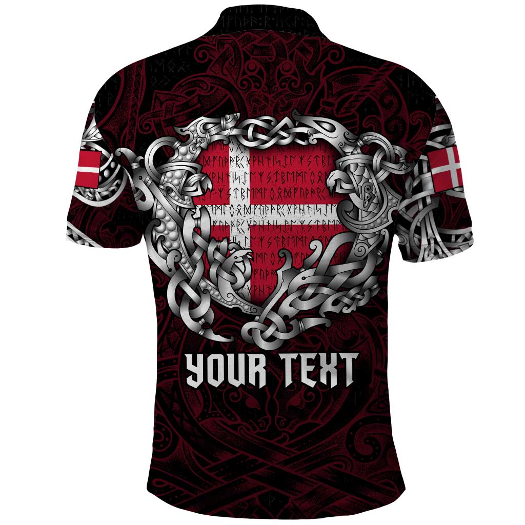 Personalized Denmark Viking Blood Polo Shirt Nordic Runes and Shield of Ancestry in Tribal Knotwork