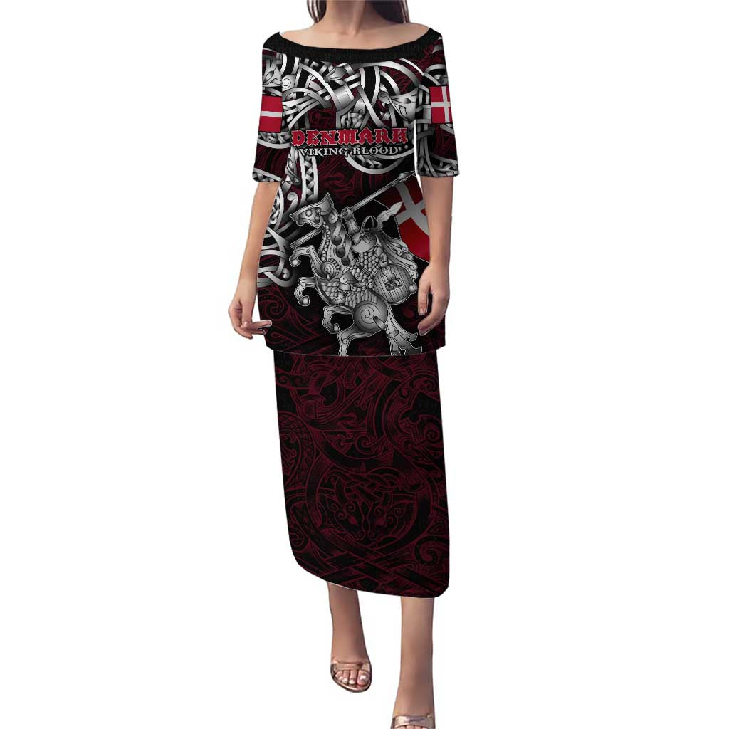 Personalized Denmark Viking Blood Puletasi Nordic Runes and Shield of Ancestry in Tribal Knotwork