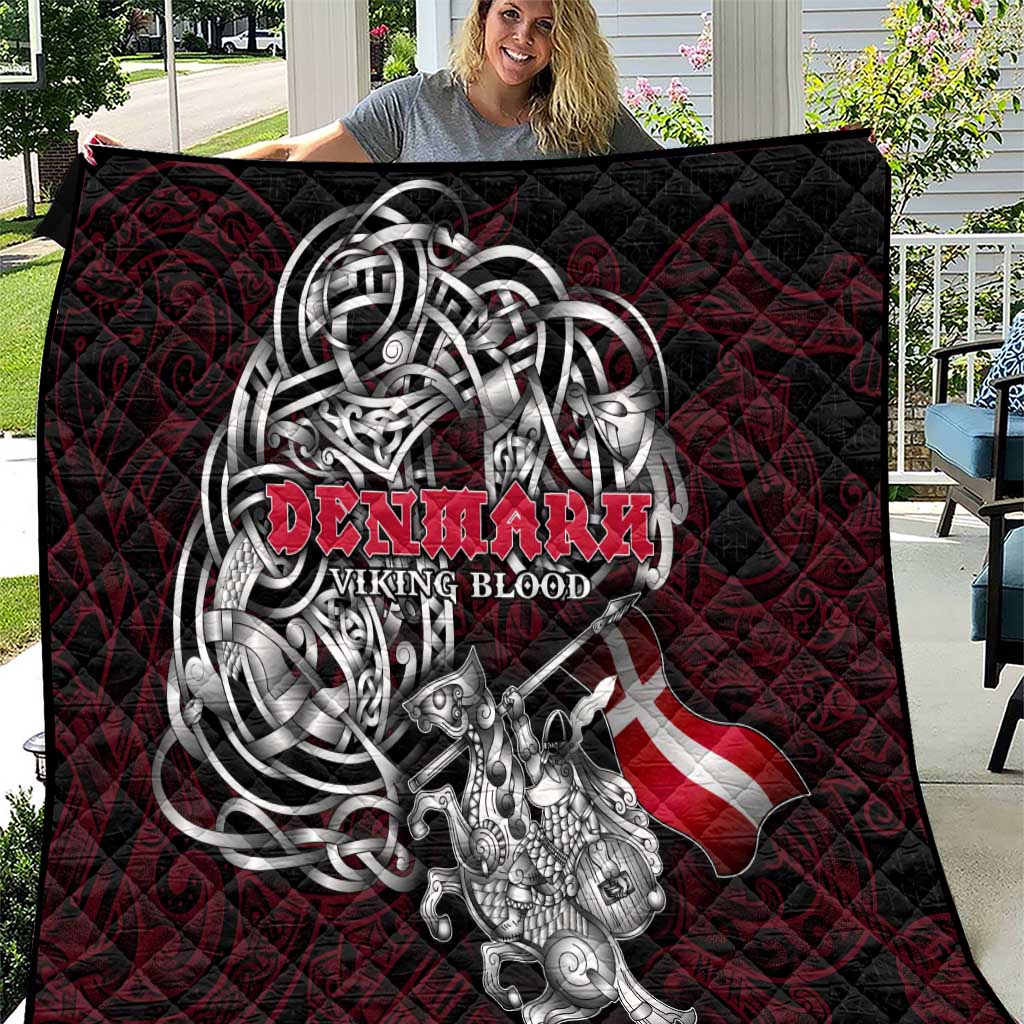 Denmark Viking Blood Quilt Nordic Runes and Shield of Ancestry in Tribal Knotwork