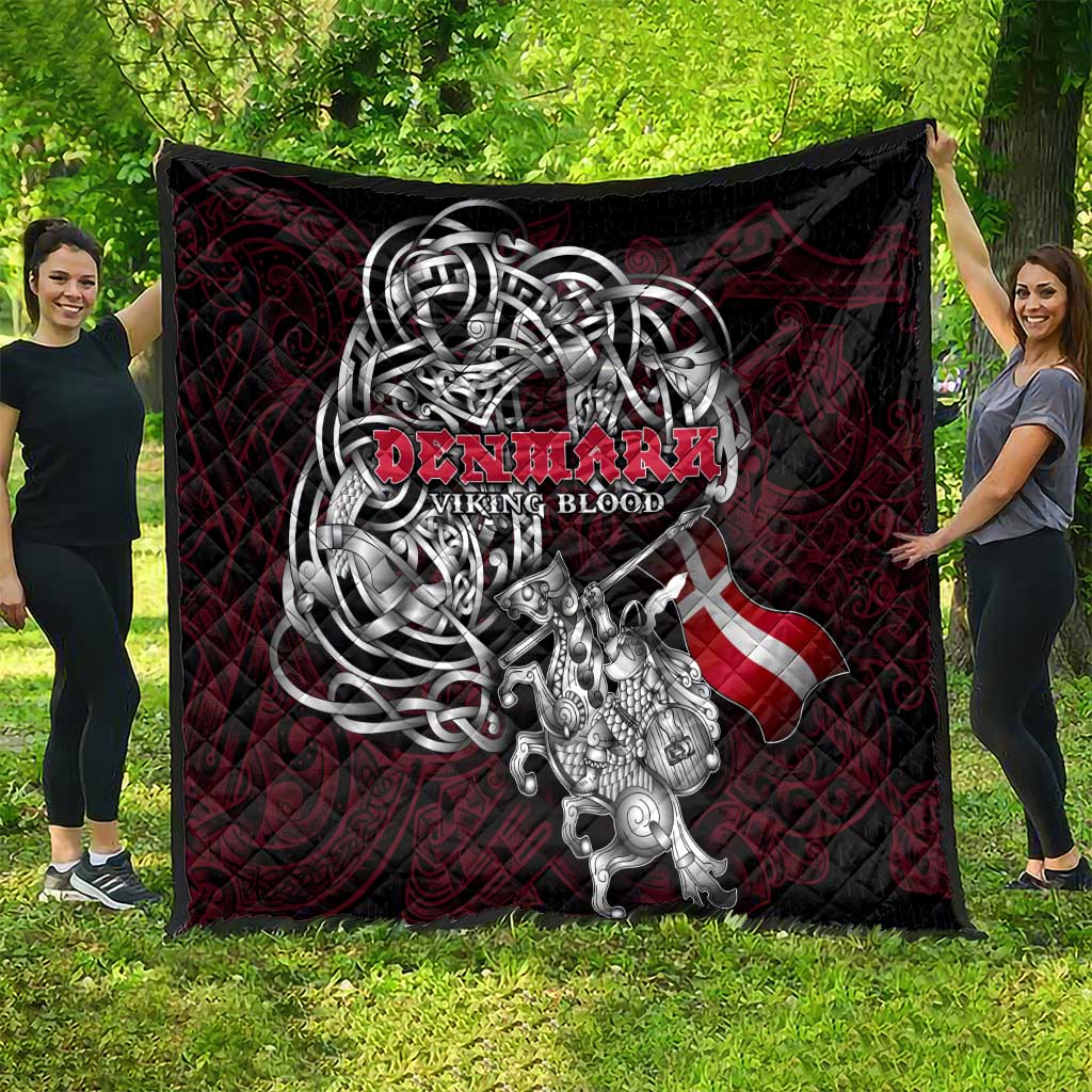 Denmark Viking Blood Quilt Nordic Runes and Shield of Ancestry in Tribal Knotwork