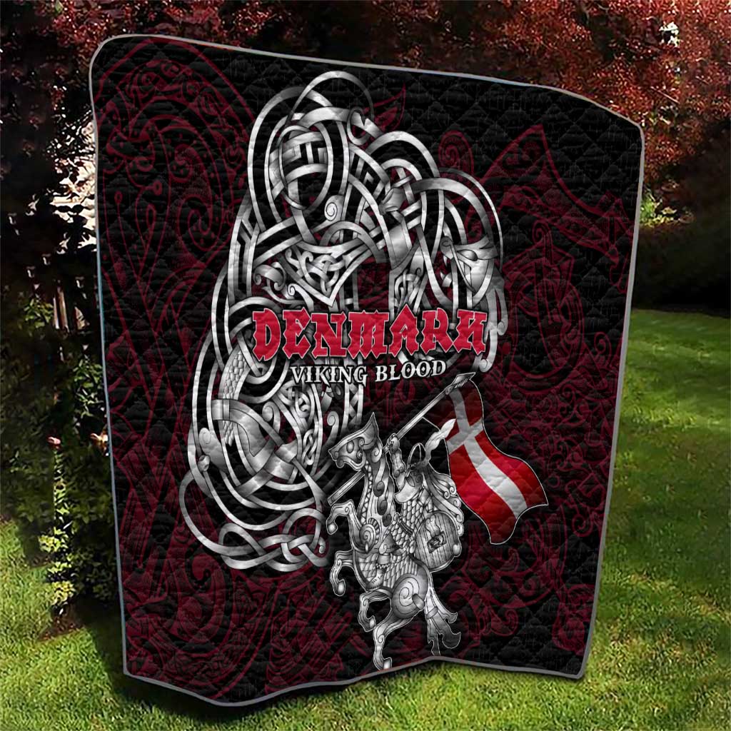 Denmark Viking Blood Quilt Nordic Runes and Shield of Ancestry in Tribal Knotwork