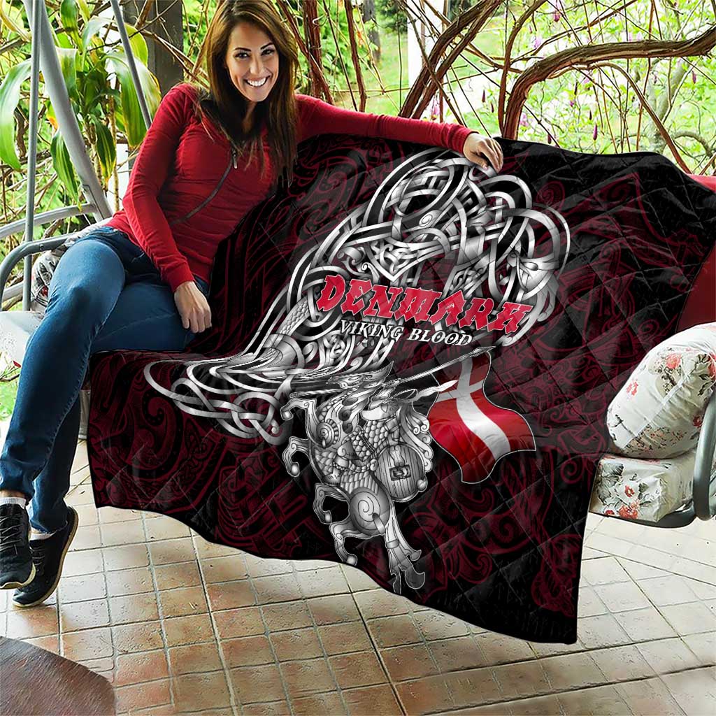 Denmark Viking Blood Quilt Nordic Runes and Shield of Ancestry in Tribal Knotwork