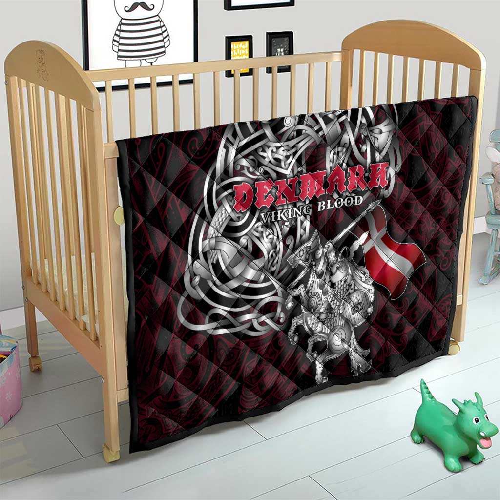 Denmark Viking Blood Quilt Nordic Runes and Shield of Ancestry in Tribal Knotwork