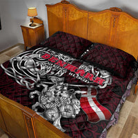 Denmark Viking Blood Quilt Bed Set Nordic Runes and Shield of Ancestry in Tribal Knotwork