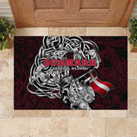 Denmark Viking Blood Rubber Doormat Nordic Runes and Shield of Ancestry in Tribal Knotwork