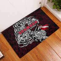 Denmark Viking Blood Rubber Doormat Nordic Runes and Shield of Ancestry in Tribal Knotwork
