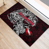 Denmark Viking Blood Rubber Doormat Nordic Runes and Shield of Ancestry in Tribal Knotwork