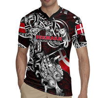 Personalized Denmark Viking Blood Rugby Jersey Nordic Runes and Shield of Ancestry in Tribal Knotwork