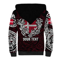 Personalized Denmark Viking Blood Sherpa Hoodie Nordic Runes and Shield of Ancestry in Tribal Knotwork