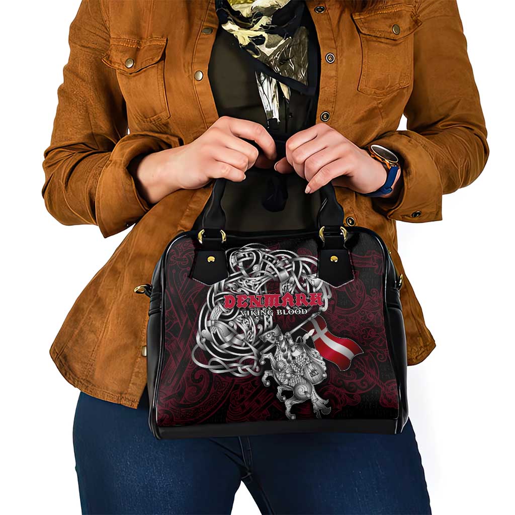 Denmark Viking Blood Shoulder Handbag Nordic Runes and Shield of Ancestry in Tribal Knotwork