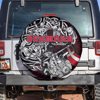 Denmark Viking Blood Spare Tire Cover Nordic Runes and Shield of Ancestry in Tribal Knotwork