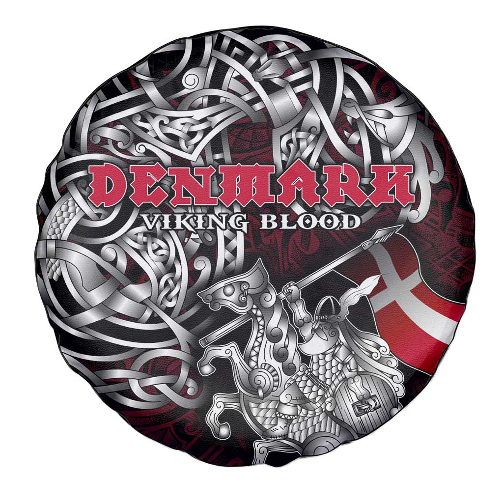 Denmark Viking Blood Spare Tire Cover Nordic Runes and Shield of Ancestry in Tribal Knotwork