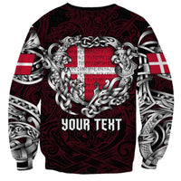 Personalized Denmark Viking Blood Sweatshirt Nordic Runes and Shield of Ancestry in Tribal Knotwork