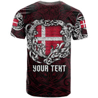 Personalized Denmark Viking Blood T Shirt Nordic Runes and Shield of Ancestry in Tribal Knotwork