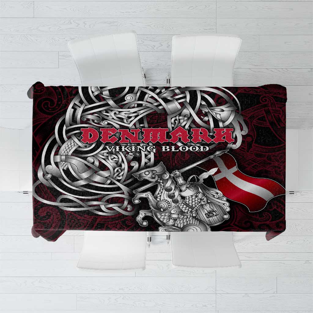 Denmark Viking Blood Tablecloth Nordic Runes and Shield of Ancestry in Tribal Knotwork