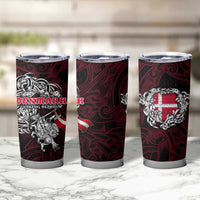Denmark Viking Blood Tumbler Cup Nordic Runes and Shield of Ancestry in Tribal Knotwork