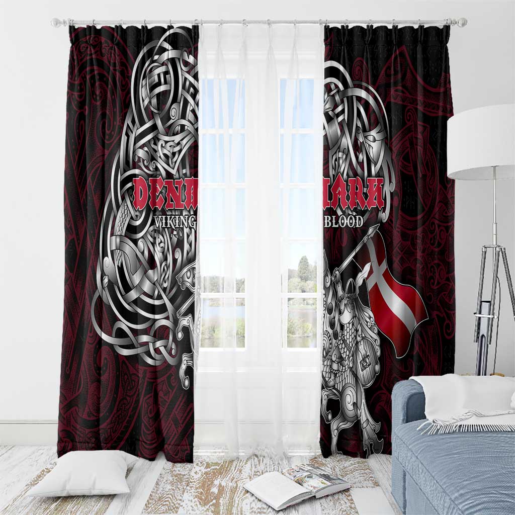 Denmark Viking Blood Window Curtain Nordic Runes and Shield of Ancestry in Tribal Knotwork
