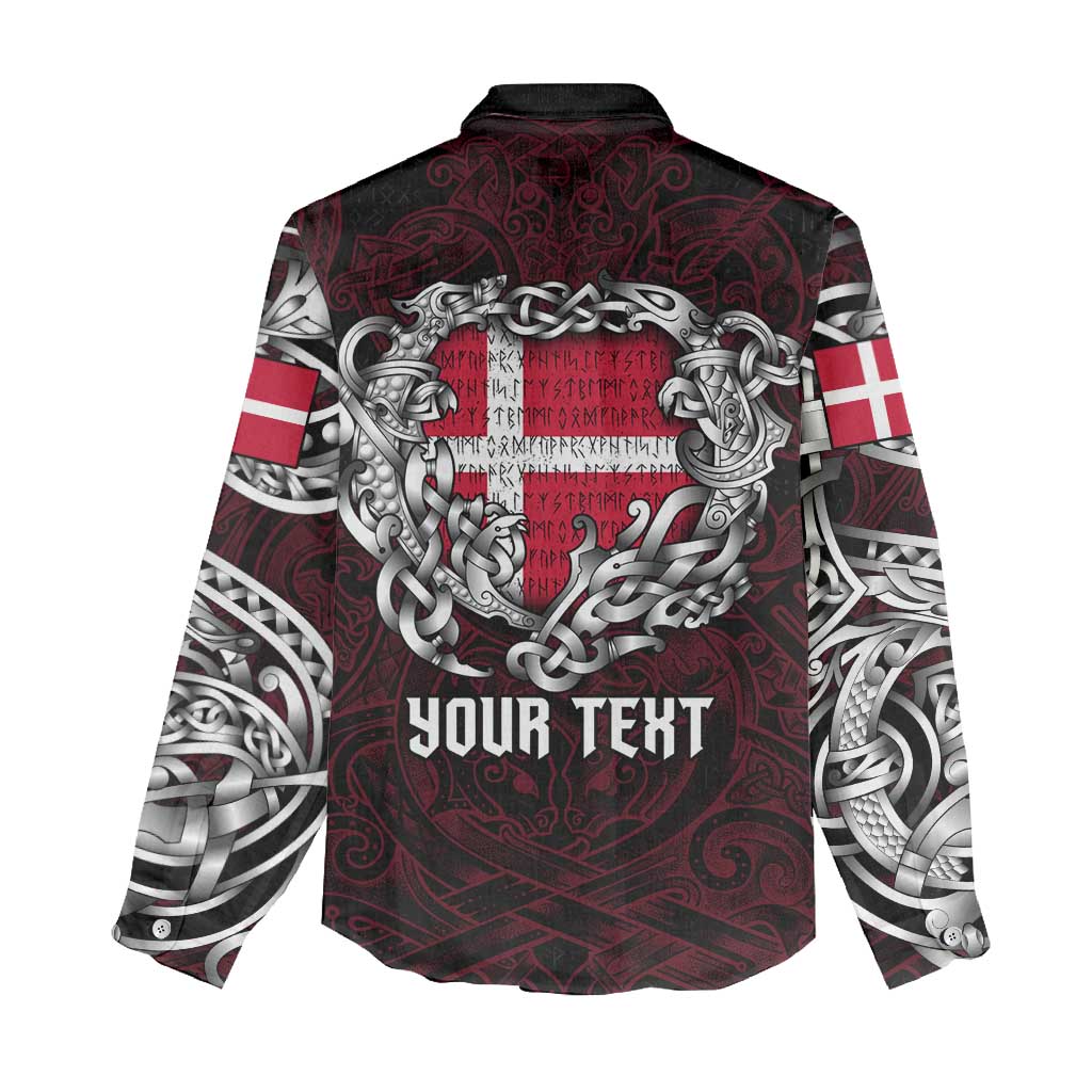 Personalized Denmark Viking Blood Women Casual Shirt Nordic Runes and Shield of Ancestry in Tribal Knotwork