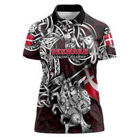 Personalized Denmark Viking Blood Women Polo Shirt Nordic Runes and Shield of Ancestry in Tribal Knotwork