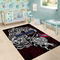Norway Viking Blood Area Rug Nordic Runes and Shield of Ancestry in Tribal Knotwork