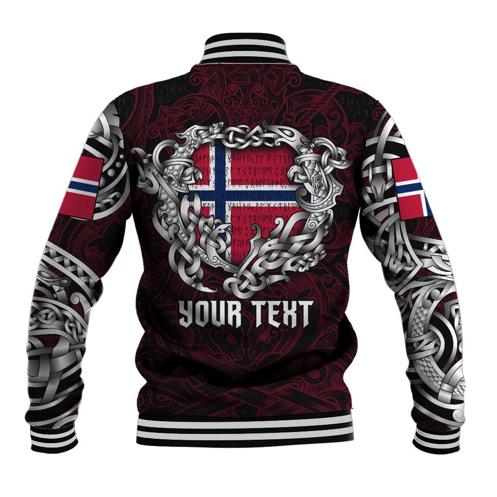 Personalized Norway Viking Blood Baseball Jacket Nordic Runes and Shield of Ancestry in Tribal Knotwork
