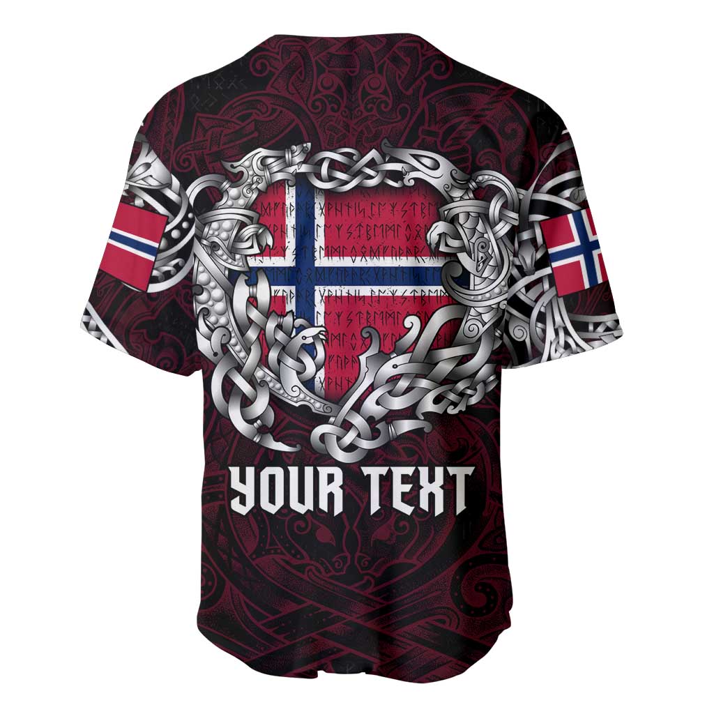 Personalized Norway Viking Blood Baseball Jersey Nordic Runes and Shield of Ancestry in Tribal Knotwork
