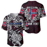Personalized Norway Viking Blood Baseball Jersey Nordic Runes and Shield of Ancestry in Tribal Knotwork